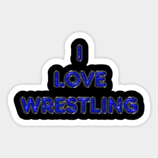 I Love Wrestling - Blue Sticker